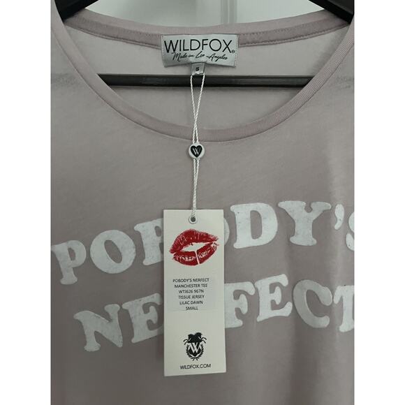 Wildfox Pobody’s Nurfect Manchester Tee Sz. S NWT lilac - Picture 5 of 7